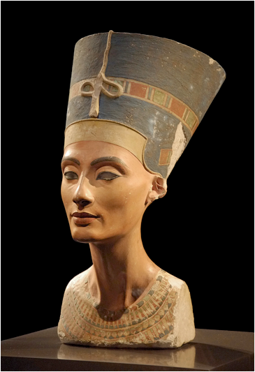 Egyptian, Bust of Nefertiti, painted sandstone, c. 1370 BCE